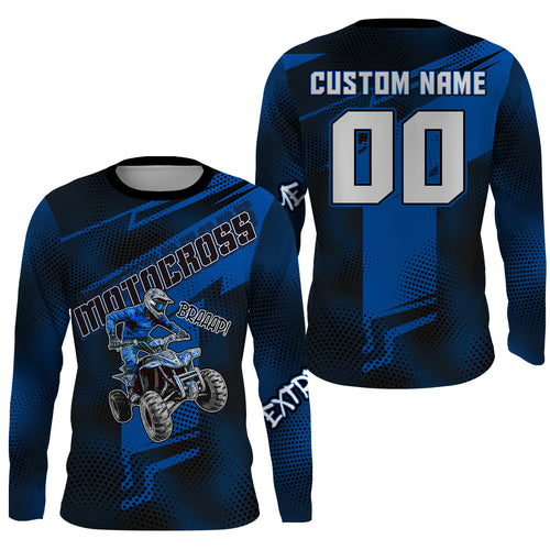 ATV Motocross Jersey Blue Upf30+ Quad Bike ATV Racing Jersey Men Women Kid ATV Shirt MX44