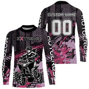 ATV Quad Bike Jersey ATV Racing Shirt Kid Girl Women Upf30+ ATV Quad Shirt Pink MX78