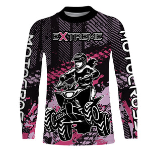 ATV Quad Bike Jersey ATV Racing Shirt Kid Girl Women Upf30+ ATV Quad Shirt Pink MX78