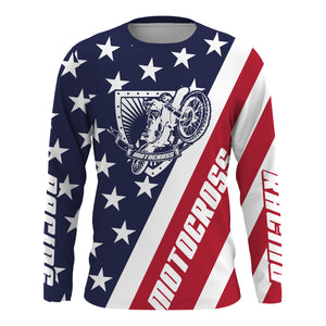 Patriotic Motocross Jersey UPF30+ American Flag Adult&Kid Custom Racing Motorcycle Shirt XM07