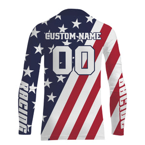 Patriotic Motocross Jersey UPF30+ American Flag Adult&Kid Custom Racing Motorcycle Shirt XM07