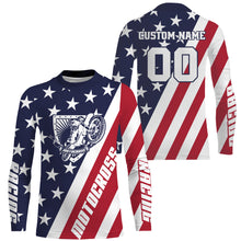 Load image into Gallery viewer, Patriotic Motocross Jersey UPF30+ American Flag Adult&amp;Kid Custom Racing Motorcycle Shirt XM07