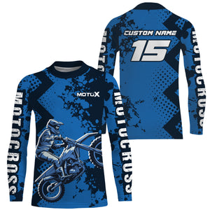 Motocross Jersey Youth Blue UPF30+ Racing Dirt Bike Shirt Men Kids Women Off-Road MX Jersey XM147