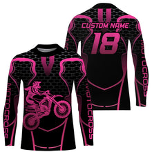 Load image into Gallery viewer, Pink Motocross Jersey Women Girl UPF30+ Youth Dirt Bike Racing Shirt Motorcycle Off-Road XM195