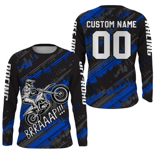 Kid Men Motocross Jersey Personalized Upf30+ Blue Dirt Bike Shirt MX Racing Jersey XM231