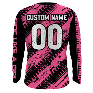 Personalized Pink MX Racing Jersey UPF30+ Dirt Bike Kid Women Motocross Girl Motorcycle Shirt XM158