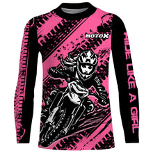 Load image into Gallery viewer, Personalized Pink MX Racing Jersey UPF30+ Dirt Bike Kid Women Motocross Girl Motorcycle Shirt XM158