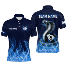 Load image into Gallery viewer, Custom Blue Cobra Snake 8 Ball Pool Flame Billiard Shirts for Men Team Polo &amp; 1/4 Zip Shirts NNT56
