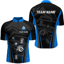 Load image into Gallery viewer, Blue Billiard Jersey Men 8 Ball Crown Billiard Custom Billiard Shirt for Men Billiard Team Jersey Polo &amp; 1/4 Zip NNT34