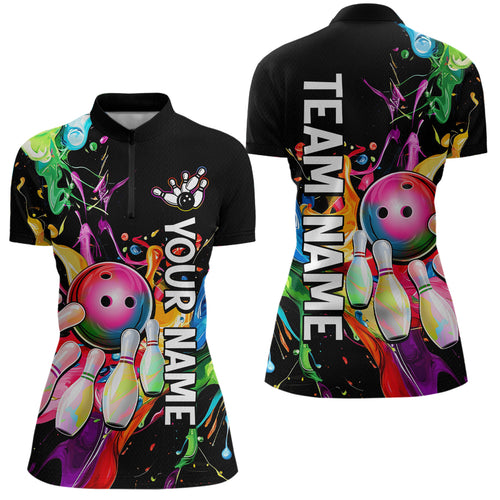 Colorful Bowling Shirt Bowling Jersey Women Personalized Bowling Team Jersey Polo & 1/4 Zip HNT33