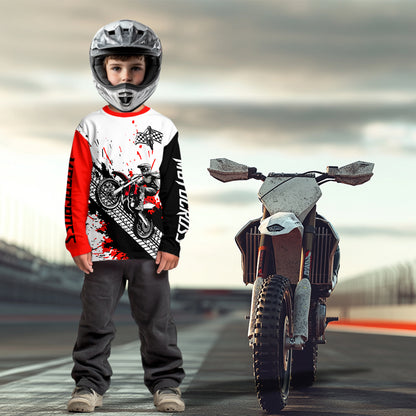 Red Motocross Shirts Racing UPF30+Custom Dirt Bike Jersey Off-Road Shirt Kid Men Women DNT73