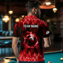 Load image into Gallery viewer, Red Flaming 8 Ball Pool Shirts Men Billiard Polo &amp; 1/4 Zip Shirts Billiard Team Jerseys NNT10