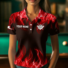 Load image into Gallery viewer, Red Flaming 8 Ball Pool Shirts Women Billiard Polo &amp; 1/4 Zip Shirts Billiard Team Jerseys NNT10