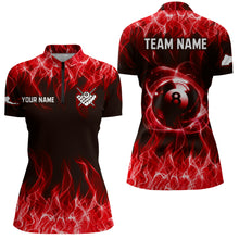 Load image into Gallery viewer, Red Flaming 8 Ball Pool Shirts Women Billiard Polo &amp; 1/4 Zip Shirts Billiard Team Jerseys NNT10