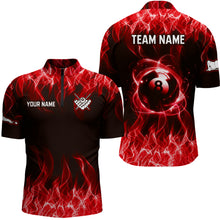 Load image into Gallery viewer, Red Flaming 8 Ball Pool Shirts Men Billiard Polo &amp; 1/4 Zip Shirts Billiard Team Jerseys NNT10