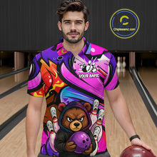 Load image into Gallery viewer, Custom Funny Bear Bowling Men Bowling Shirt Polo &amp; Quarter-Zip Bowling Team Jerseys HNT84