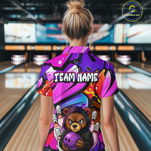 Load image into Gallery viewer, Custom Funny Bear Bowling Women Bowling Shirt Polo &amp; Quarter-Zip Bowling Team Jerseys HNT84