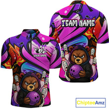 Load image into Gallery viewer, Custom Funny Bear Bowling Men Bowling Shirt Polo &amp; Quarter-Zip Bowling Team Jerseys HNT84