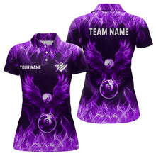 Load image into Gallery viewer, Personalized Purple Eagle Flaming 8 Ball Pool Bliiard Polo &amp; 1/4 Zip, Billiard Shirt for Women, Billiard Team Jerseys NNT36