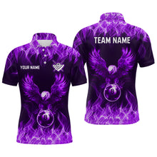 Load image into Gallery viewer, Personalized Purple Eagle Flaming 8 Ball Pool Bliiard Polo &amp; 1/4 Zip, Billiard Shirt for Men, Billiard Team Jerseys NNT36
