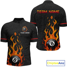 Load image into Gallery viewer, Custom 8 Ball Flame Billiard Shirts for Men Billiard Team Jerseys Polo &amp; 1/4 Zip Shirts NNT50