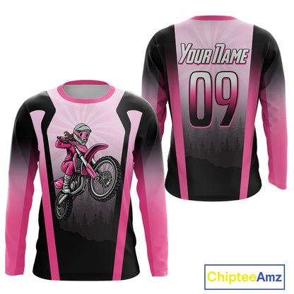 Girl Motocross Shirts Kid Adult Purple Motocross MX Off-Road Motocycle Shirt UPF30+ DNT66
