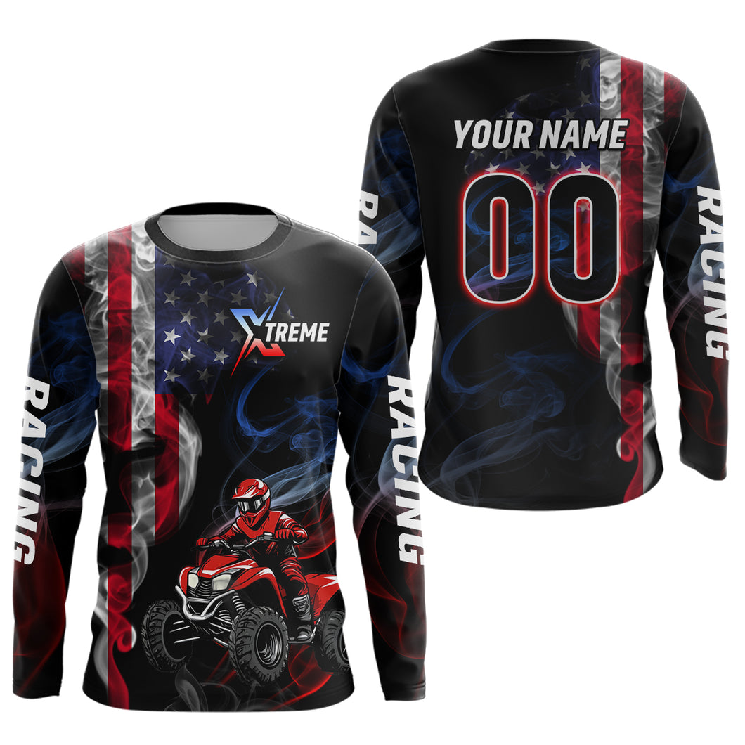 Custom US Flag ATV Motocross Quad Bike Jersey Racing Jersey Kid Adult Off-Road Shirt UPF30+ ATV Shirt DNT13