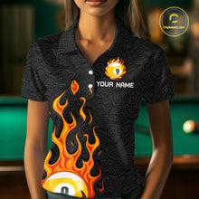Load image into Gallery viewer, Custom 9 Ball Flaming Billiard Shirts for Women Billiard Team Shirts Billiard League NNT71