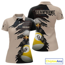 Load image into Gallery viewer, Personalized 9 Ball American Flag Eagle Billiard Shirts for Women Billiard Team Shirts NNT69