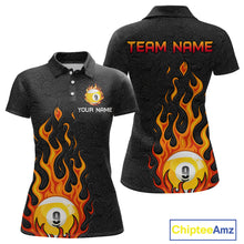 Load image into Gallery viewer, Custom 9 Ball Flaming Billiard Shirts for Women Billiard Team Shirts Billiard League NNT71
