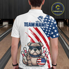 Load image into Gallery viewer, Funny US Flag French Bulldog Bowling Men Polo &amp; 1/4 Zip Shirts Bowling Team Jersey HNT88