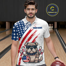 Load image into Gallery viewer, Funny US Flag French Bulldog Bowling Men Polo &amp; 1/4 Zip Shirts Bowling Team Jersey HNT88