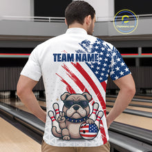 Load image into Gallery viewer, Funny US Flag French Bulldog Bowling Men Polo &amp; 1/4 Zip Shirts Bowling Team Jersey HNT88