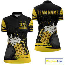Load image into Gallery viewer, Custom Funny Beer Bowling Women Shirts Bowling Uniform Polo &amp; 1/4 Zip Bowling Team Jerseys HNT98