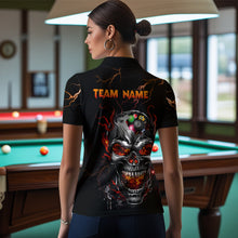 Load image into Gallery viewer, Thunder Skull Billiard Jerseys Women Polo &amp; 1/4 Zip Shirt Skull 8 Ball Pool Billiard NNT03