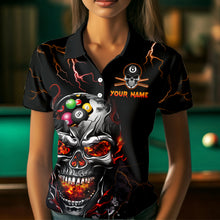 Load image into Gallery viewer, Thunder Skull Billiard Jerseys Women Polo &amp; 1/4 Zip Shirt Skull 8 Ball Pool Billiard NNT03