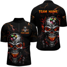 Load image into Gallery viewer, Thunder Skull Billiard Jerseys Men Polo &amp; 1/4 Zip Shirt Skull 8 Ball Pool Billiard NNT03