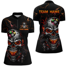Load image into Gallery viewer, Thunder Skull Billiard Jerseys Women Polo &amp; 1/4 Zip Shirt Skull 8 Ball Pool Billiard NNT03