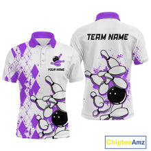 Load image into Gallery viewer, Purple Vintage Bowling Custom Men Bowling Shirt Polo &amp; Quarter-Zip Bowling Team Jerseys HNT68