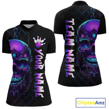 Load image into Gallery viewer, Purple Skull Bowling Custom Women Bowling Shirt Polo &amp; Quarter-Zip Bowling Team Jerseys HNT51