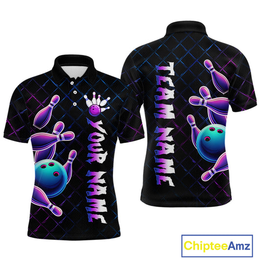 Neon Bowling Custom Men Bowling Shirt Polo & Quarter-Zip Bowling Team Jerseys HNT70