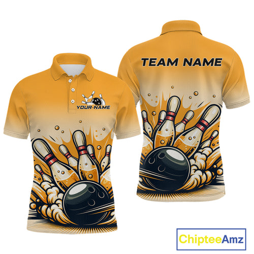 Funny Beer Bowling Jersey for Men Custom Bowling Uniform Polo & 1/4 Zip Team Bowling Shirts HNT118