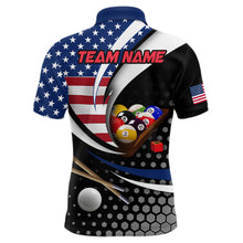 Load image into Gallery viewer, Custom US Flag 8 Ball Billiard Shirts for Men Billiard Team Shirts Billiard League Polo &amp; 1/4 Zipper NNT83