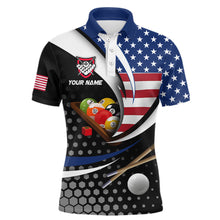 Load image into Gallery viewer, Custom US Flag 8 Ball Billiard Shirts for Men Billiard Team Shirts Billiard League Polo &amp; 1/4 Zipper NNT83