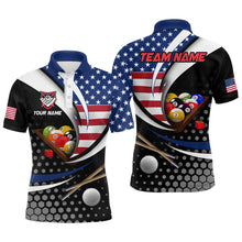Load image into Gallery viewer, Custom US Flag 8 Ball Billiard Shirts for Men Billiard Team Shirts Billiard League Polo &amp; 1/4 Zipper NNT83