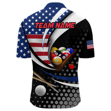 Load image into Gallery viewer, Custom US Flag 8 Ball Billiard Shirts for Men Billiard Team Shirts Billiard League Polo &amp; 1/4 Zipper NNT83