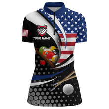 Load image into Gallery viewer, Custom US Flag 8 Ball Billiard Shirts for Women Billiard Team Shirts Billiard League Polo &amp; 1/4 Zipper NNT83