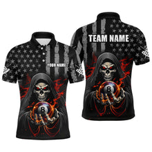 Load image into Gallery viewer, US Flag Skull Billiard Team Jersey for Men Billiard Shirt Polo &amp; 1/4 Zip NNT40