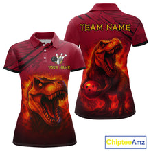Load image into Gallery viewer, Red Dinosaur Bowling Custom Women Bowling Shirt Polo &amp; Quarter-Zip Bowling Team Jerseys HNT72