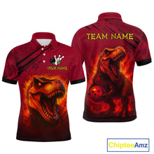 Load image into Gallery viewer, Red Dinosaur Bowling Custom Men Bowling Shirt Polo &amp; Quarter-Zip Bowling Team Jerseys HNT72